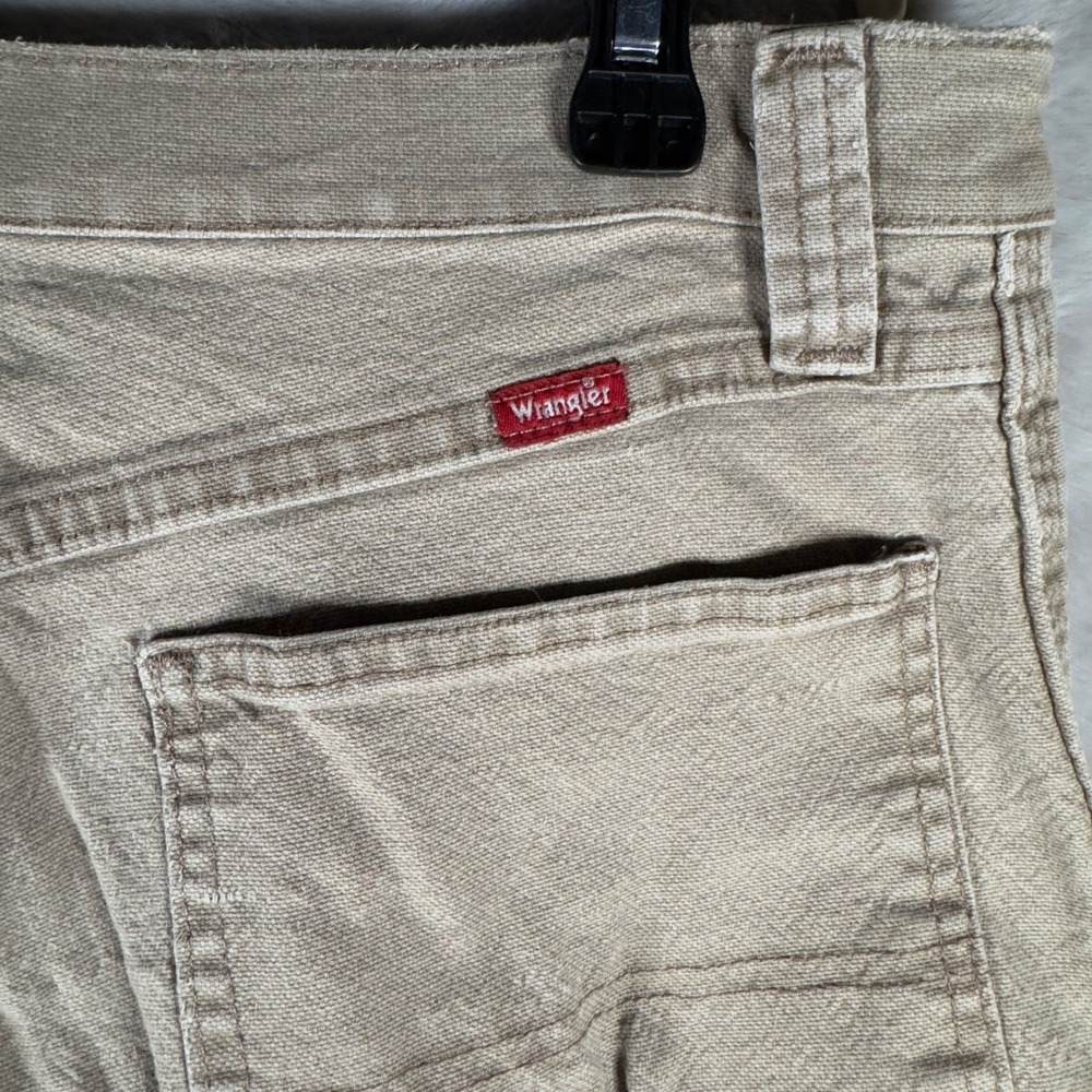 Vintage Wrangler Carpenter Pants Tan Canvas Distressed Workwear 32x32 Mens 1094L